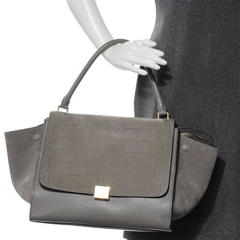 celine trapeze croc|CELINE TRAPZE GREY STAMPED CROC .